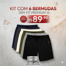 Kit 6 Bermudas DryFit Premium Performance, Secagem rápida, Bolso com Zíper e Ajuste Anatômico