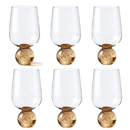 Taças Champanhe Base Esfera Transparente + Bandeja para Taça
