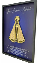 (COMPRE 1 LEVE 2) Quadro Nossa Senhora Aparecida - Alto Relevo Dourado com Oração | Moldura Premium
