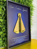 (COMPRE 1 LEVE 2) Quadro Nossa Senhora Aparecida - Alto Relevo Dourado com Oração | Moldura Premium