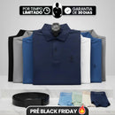 Leve 6, Pague Só 3] Camisa Polo Ventura Masculina em Algodão, Poliéster e Elastano com Microtextura Geométrica, Botões Frontais e Logo Bordado + BRINDES