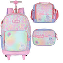 Kit Mochila Rodinhas Stitch Lancheira e Estojo