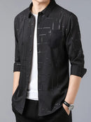 [PAGUE 3 LEVE 5] Camisa Manga Longa Casual European em Seda Gelo e Poliéster + BRINDES: Cinto, Carteira e Relógio